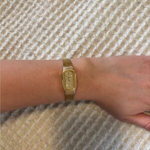 vintage Pulsar gold-tone rectangular quartz watch